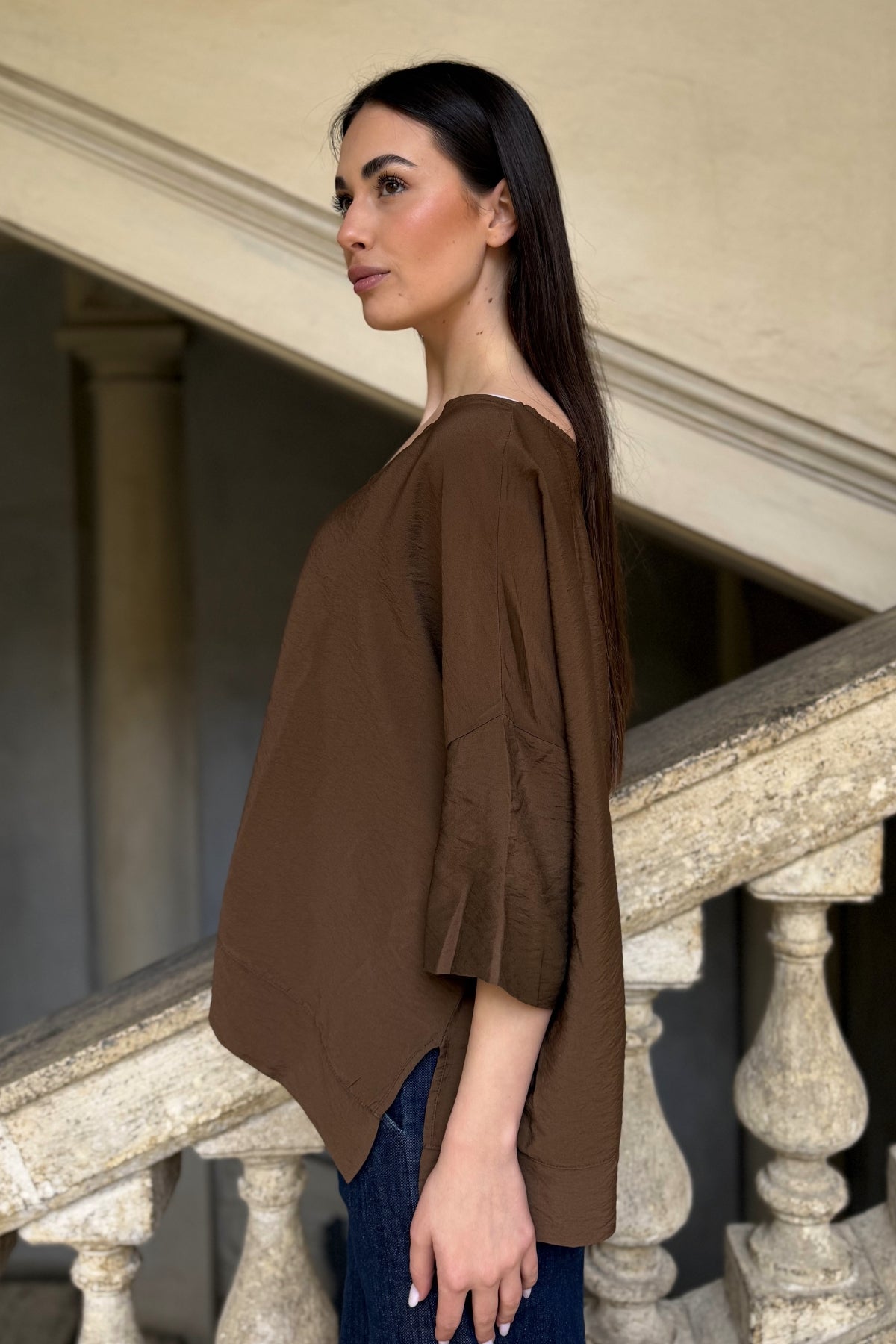 ARTEFILIA-MILANO - blusa marea scollo v - GIANDUIA