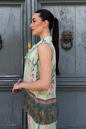 WU-SIDE - camicia smanicata viscosa - VERDE ACQUA