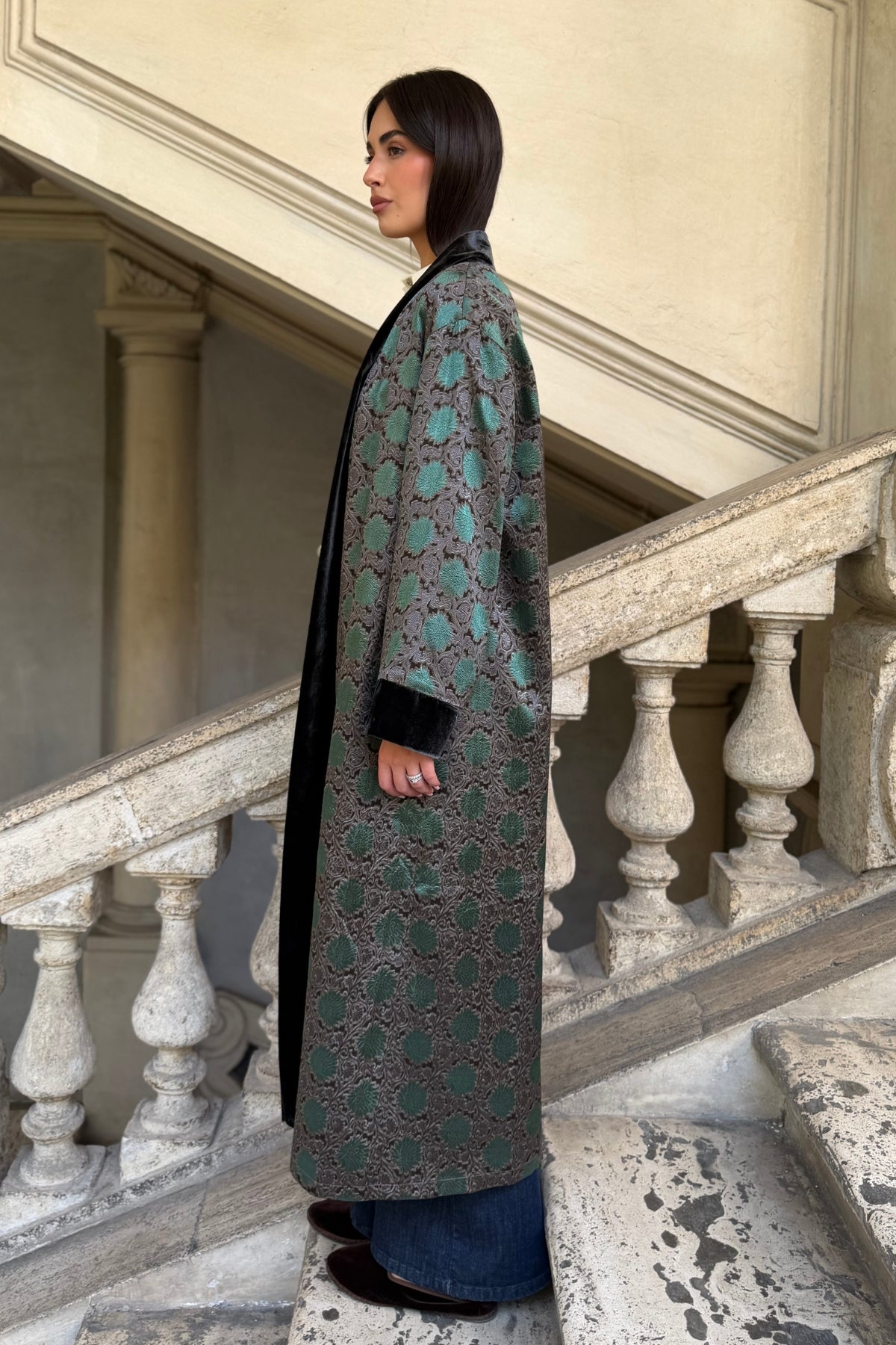 WU-SIDE - kimono seta viscosa - GRIGIO VERDE