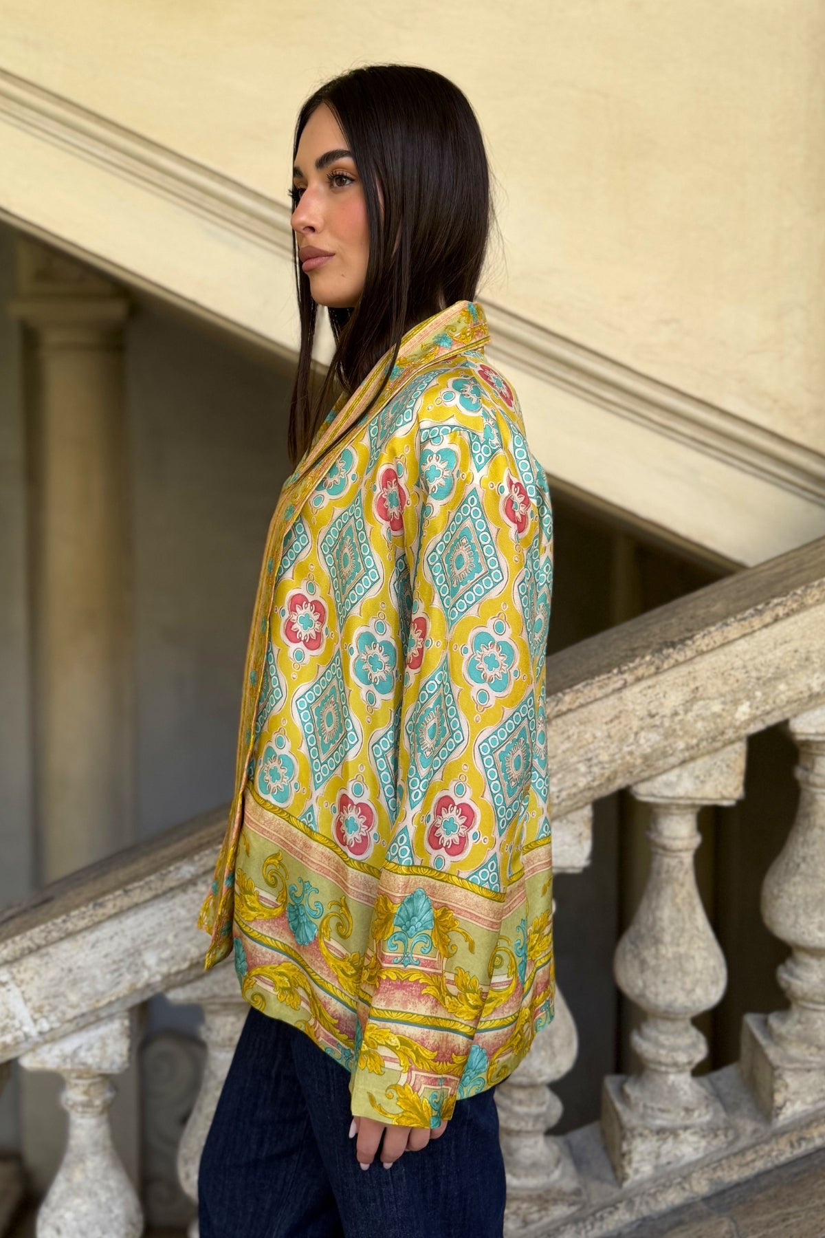 WU-SIDE - giacca kimono viscosa - GIALLO