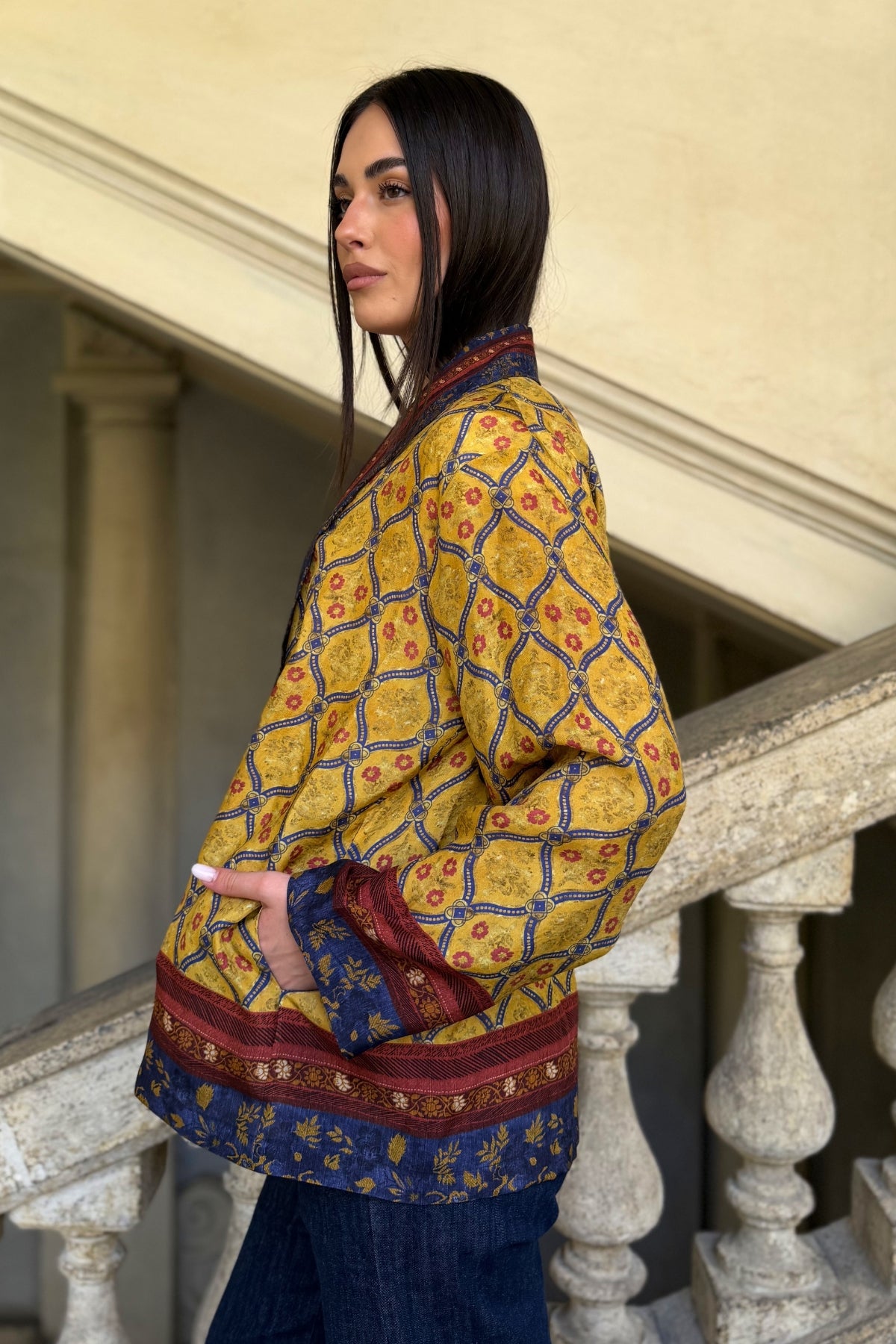 WU-SIDE - giacca kimono viscosa - GIALLO