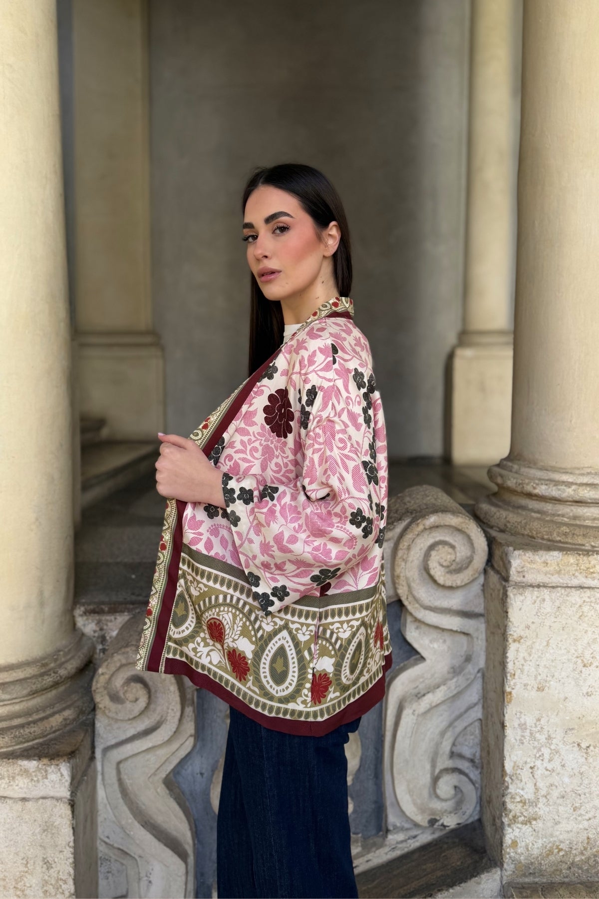 WU-SIDE - giacca kimono viscosa - ROSA