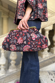 ARTEFILIA-MILANO - clutch bag cotton stella - BLACK TULIP