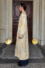 WU-SIDE - kimono devore lungo - SABBIA MANGO