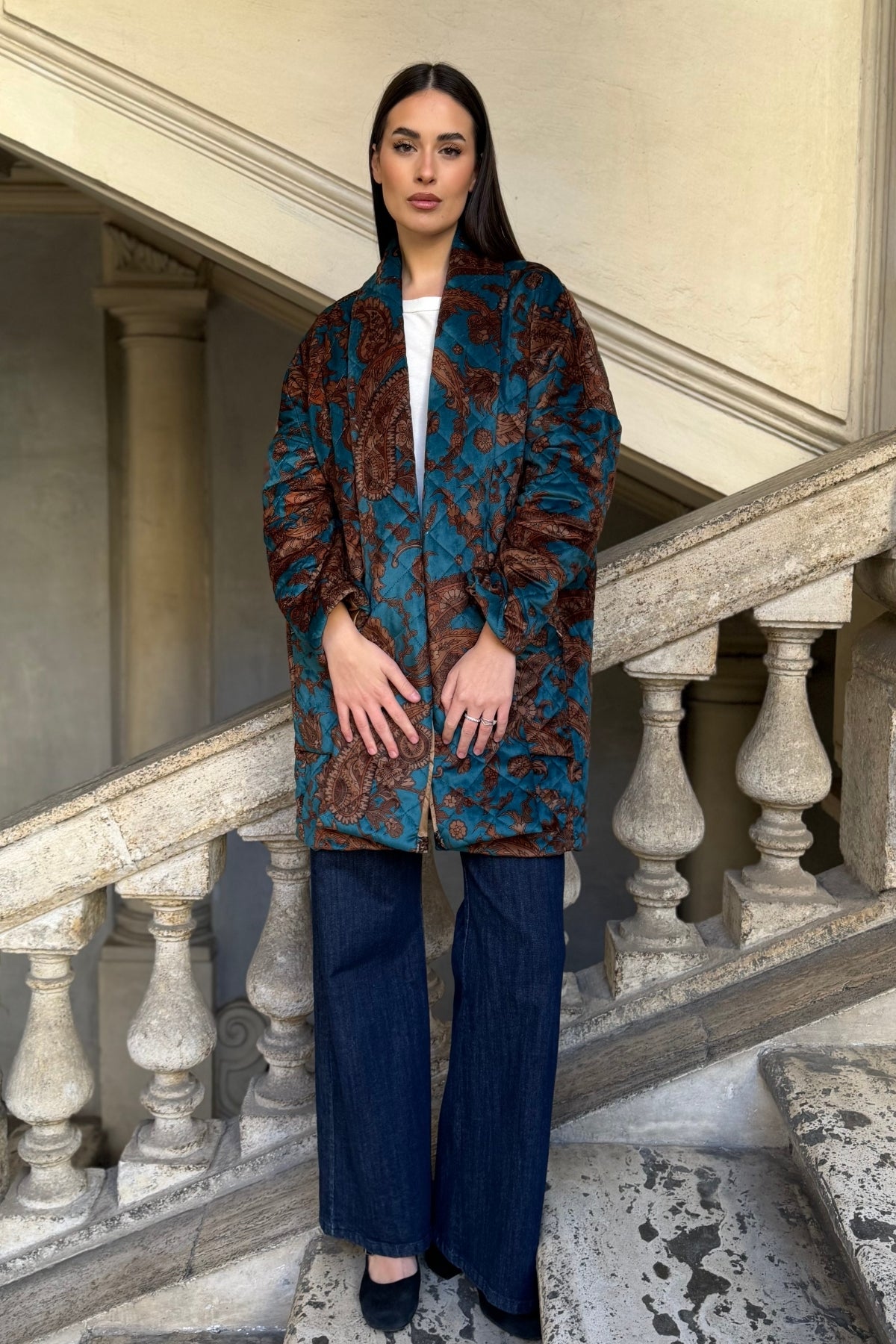 FLOW - kimono velluto paris - ottanio bronzo