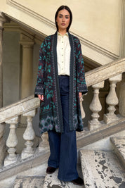 WU-SIDE - kimono viscosa mid - BLUE VERDE
