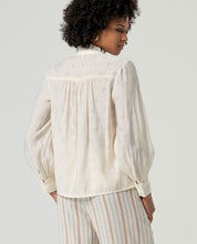 SURKANA - camicia con scollo a v e volant - CRUDO