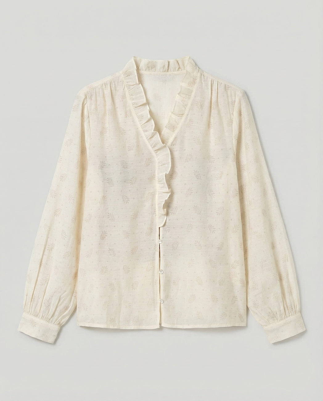 SURKANA - camicia con scollo a v e volant - CRUDO