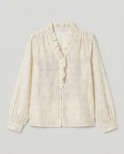 SURKANA - camicia con scollo a v e volant - CRUDO
