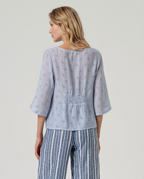 SURKANA - blusa bami manicha 3/4 - BLU POLVERE