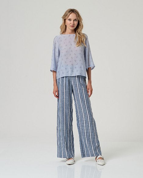 SURKANA - blusa bami manicha 3/4 - BLU POLVERE