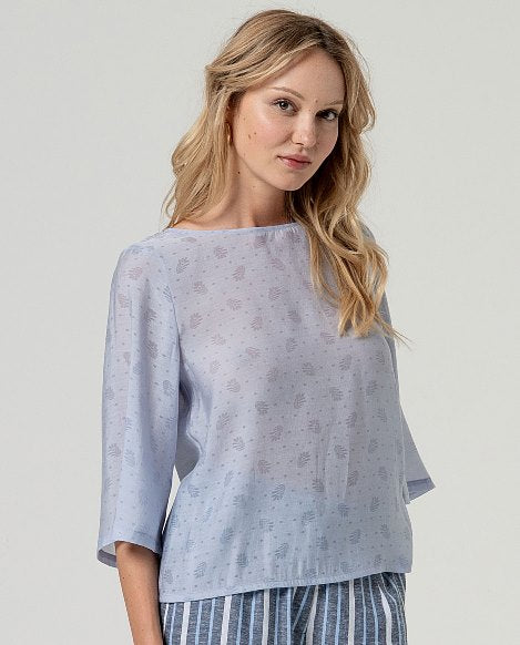 SURKANA - blusa bami manicha 3/4 - BLU POLVERE