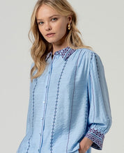 SURKANA - camicia inlo maniche 3/4 - CELESTE POLVERE