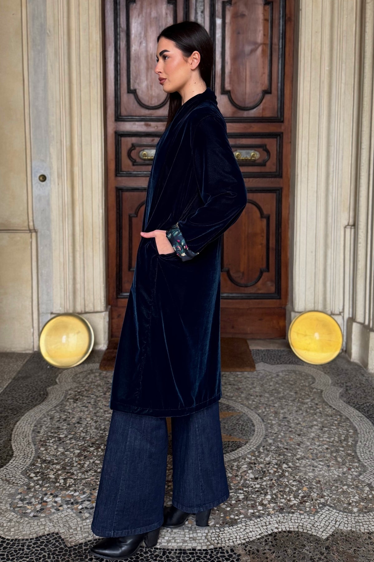 WU-SIDE - kimono velluto - BLUE