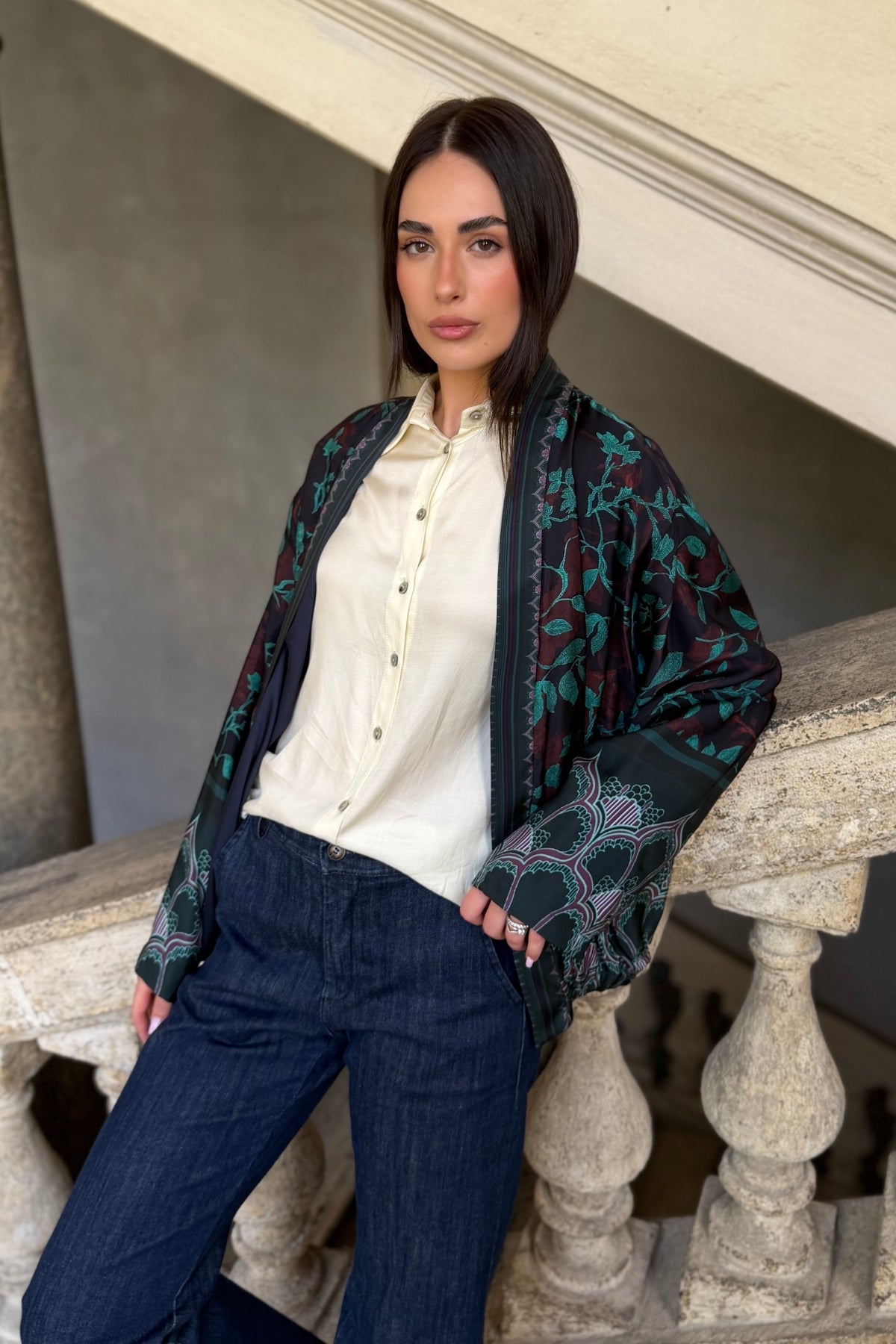 WU-SIDE - giacca bomber viscosa - BLUE VERDE