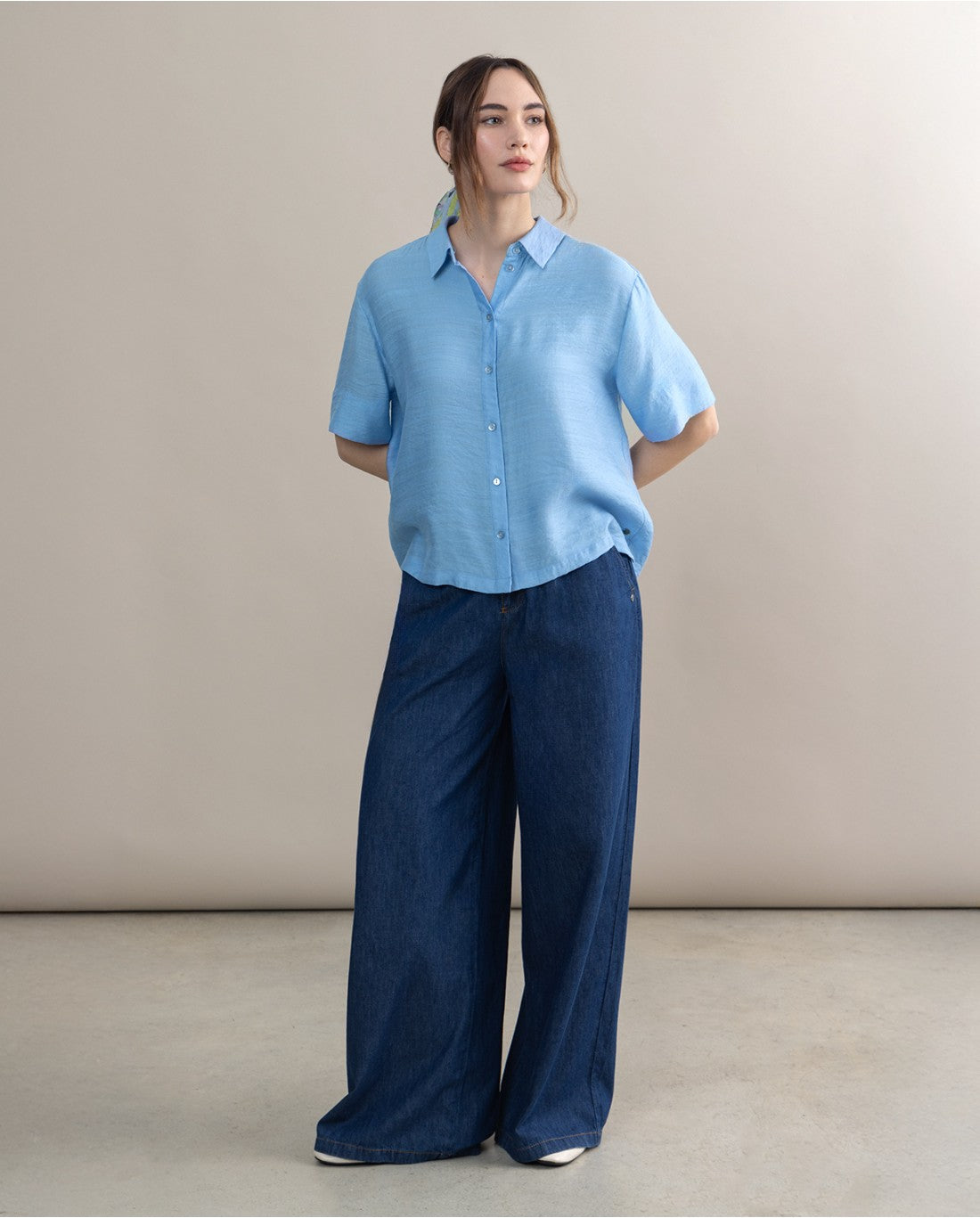 SURKANA - camicia manica corta - AZZURRO