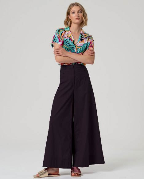 SURKANA - pantaloni baku palazzo - NERO