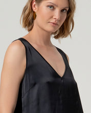 SURKANA - top spalline scollo v - NERO