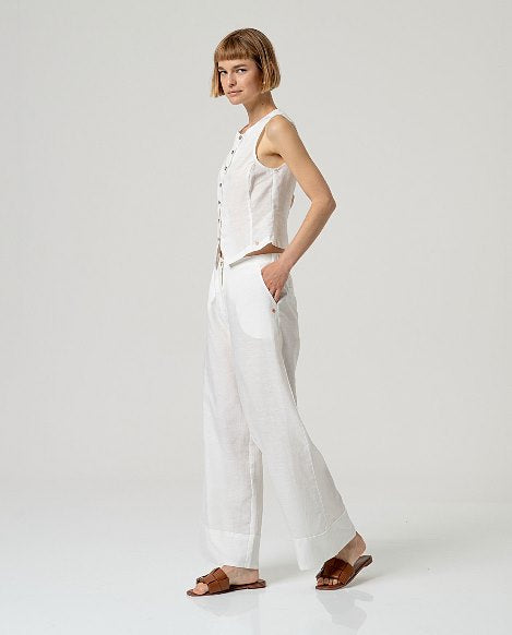 SURKANA - pantaloni nape palazzo - BIANCO