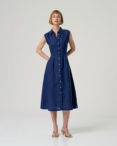 SURKANA - abito camicia nape - BLUE MARINO