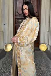 WU-SIDE - kimono devore lungo - SABBIA MANGO