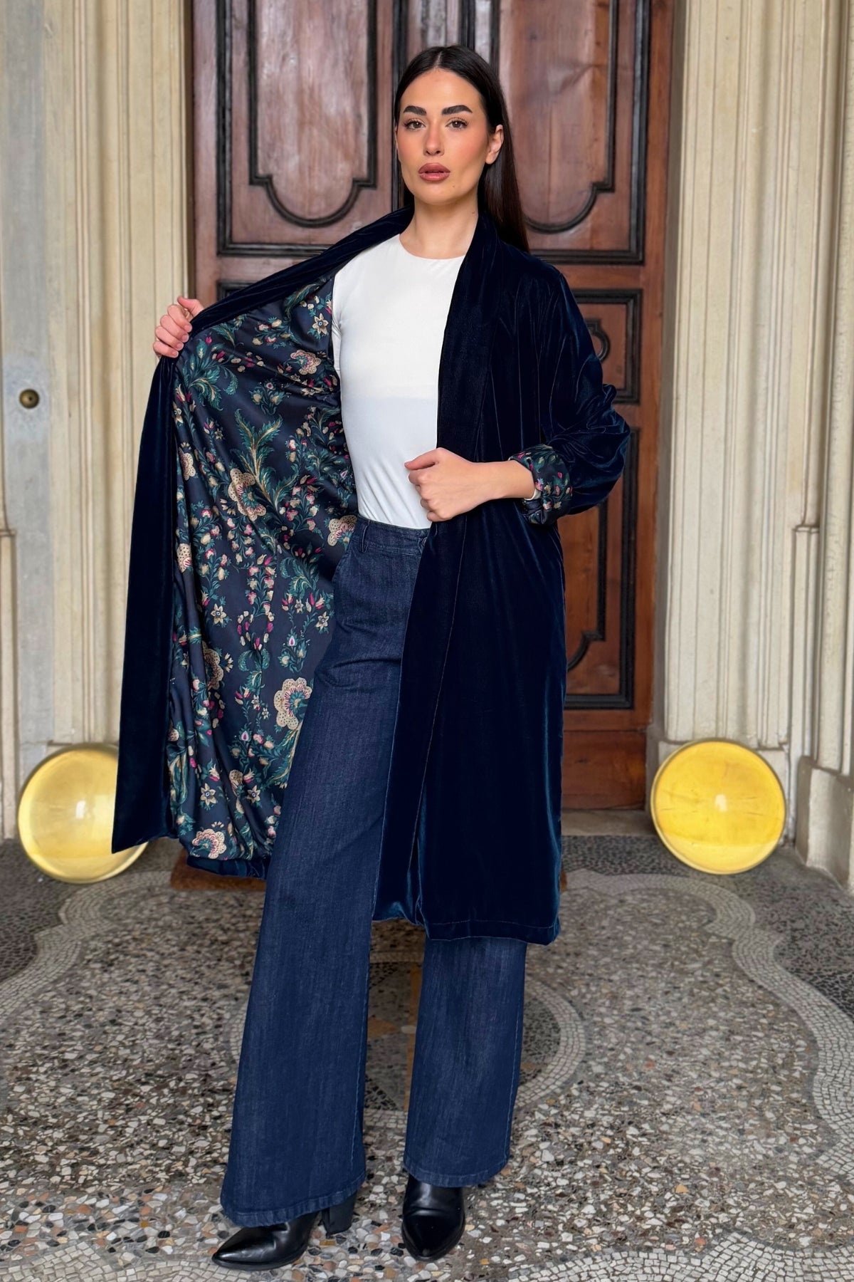 WU-SIDE - kimono velluto - BLUE