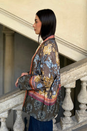 WU-SIDE - giacca kimono viscosa - MILITARE TABACCO