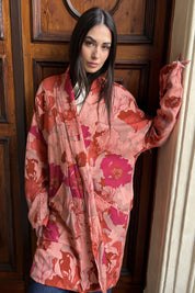 FLOW - kimono samira viscosa fantasia - CORAL PINK