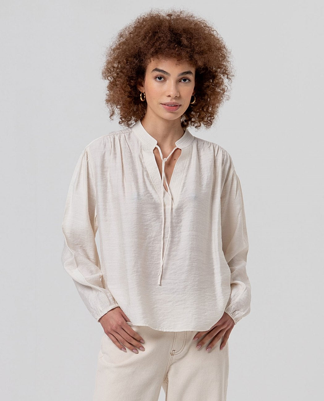 SURKANA - blusa oversize scollo v - CRUDO