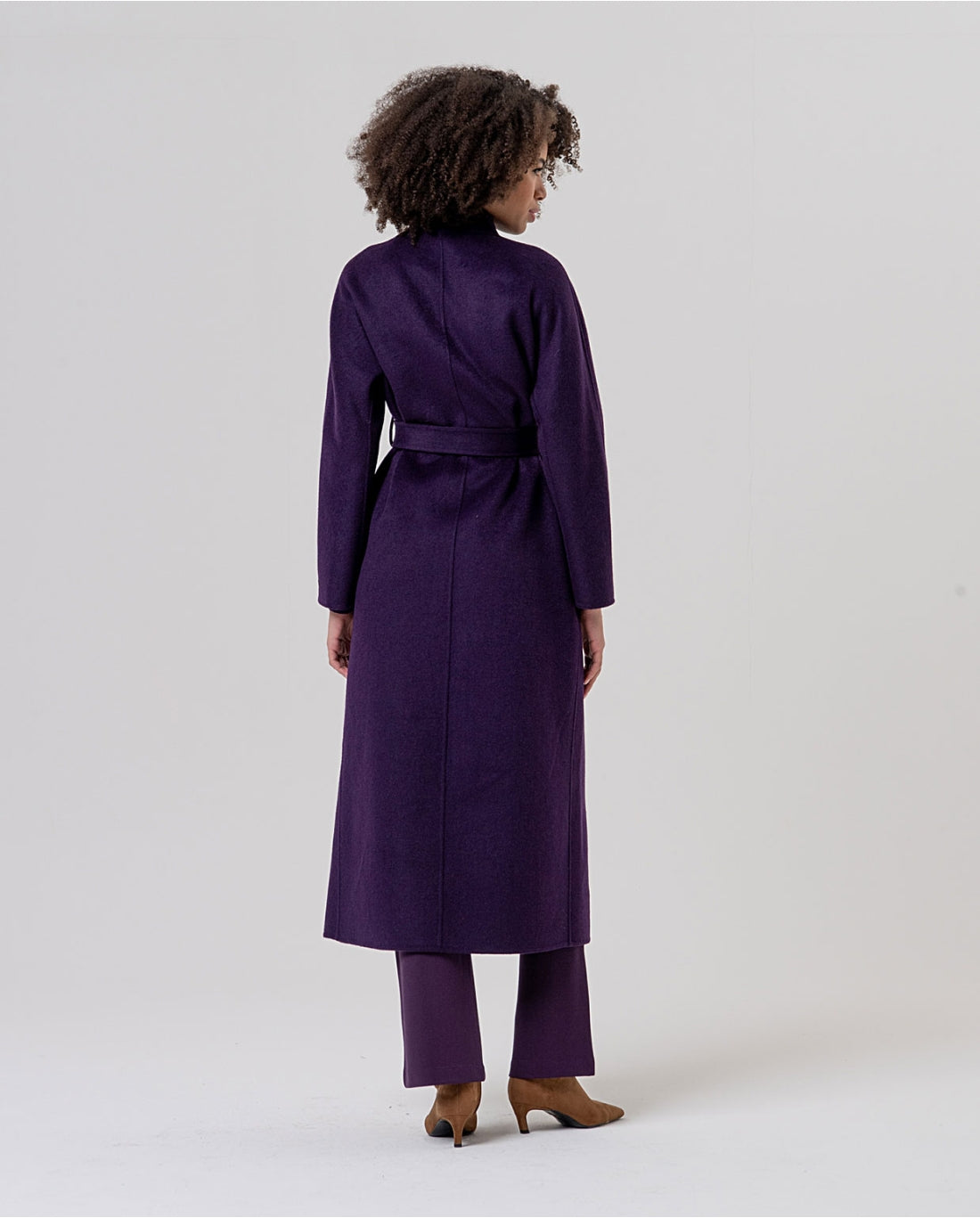 SURKANA - cappotto lungo incrociato con cintura - PORPORA