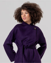 SURKANA - cappotto lungo incrociato con cintura - PORPORA