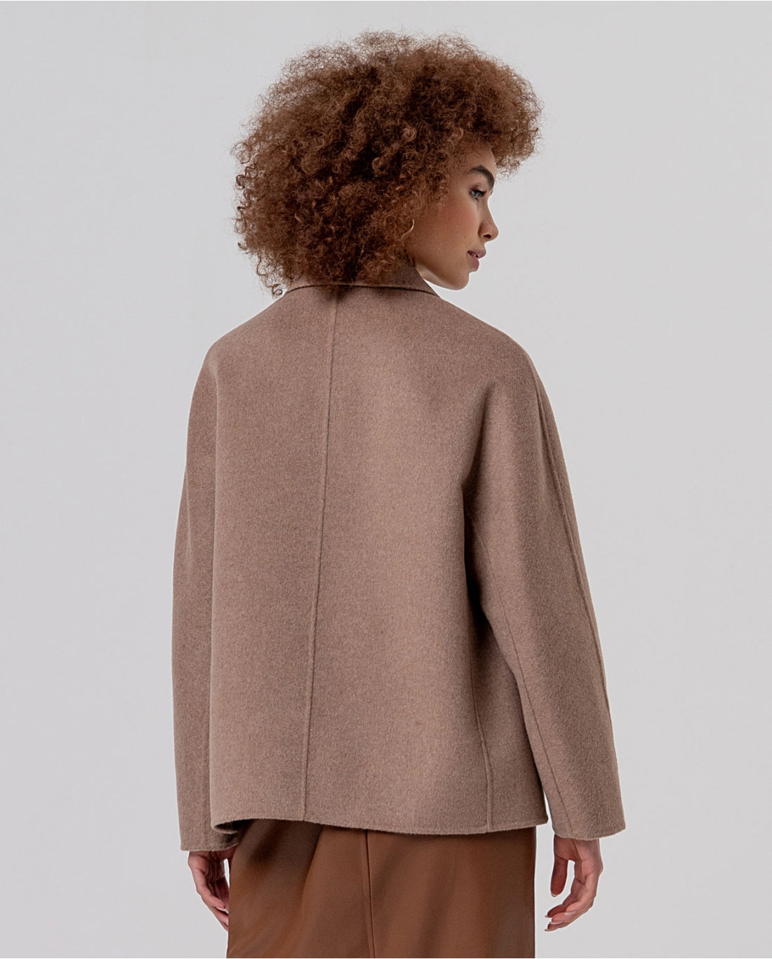 caban doppio petto in lana - CAMEL