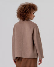 caban doppio petto in lana - CAMEL