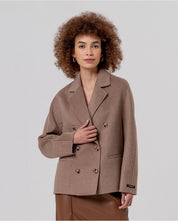 caban doppio petto in lana - CAMEL