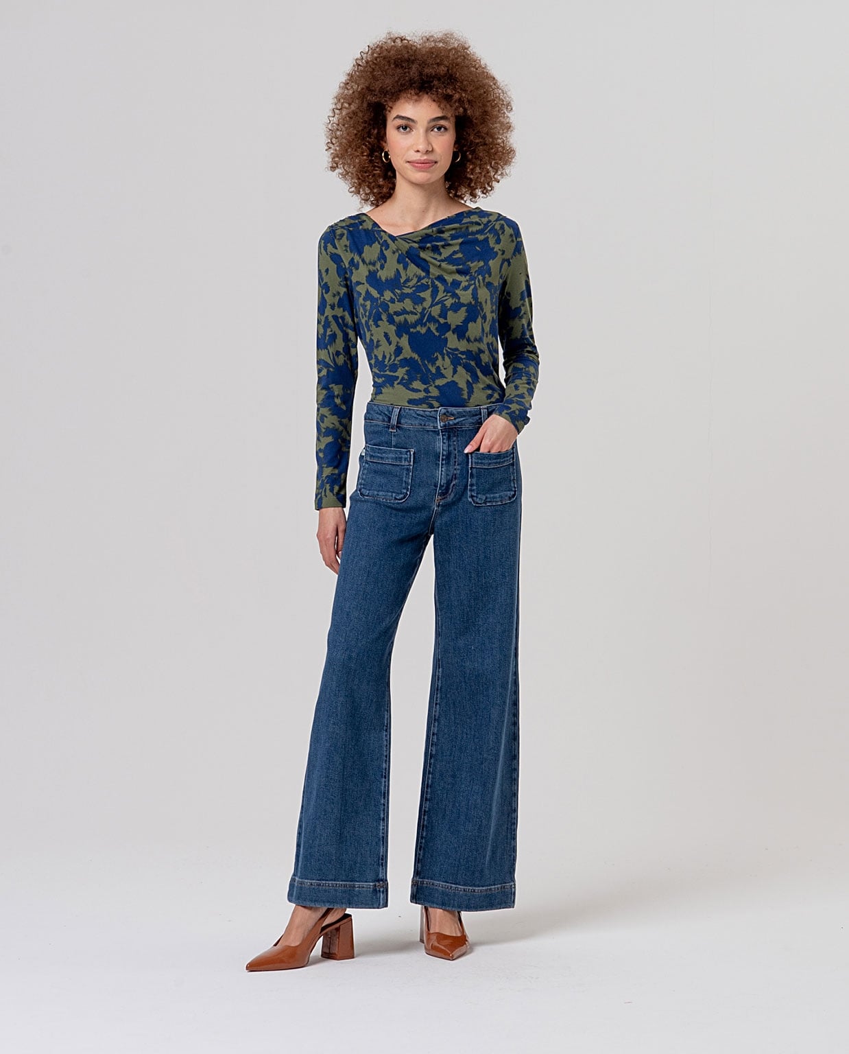 Surkana jeans a gamba ampia indigo