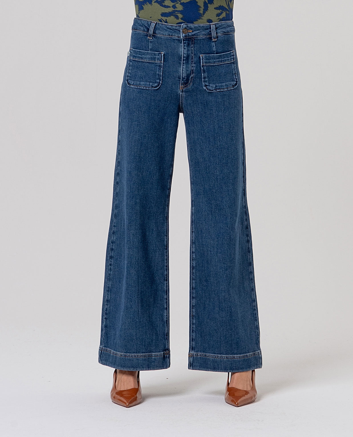 Surkana jeans a gamba ampia indigo