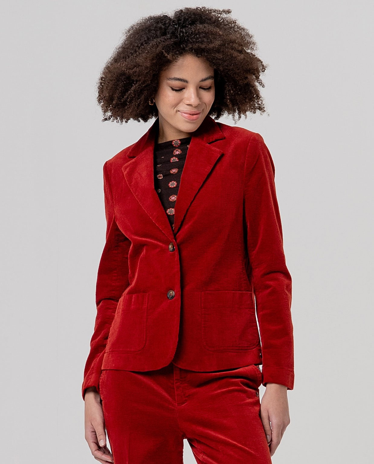Surkana blazer in velluto a coste rosso inglese