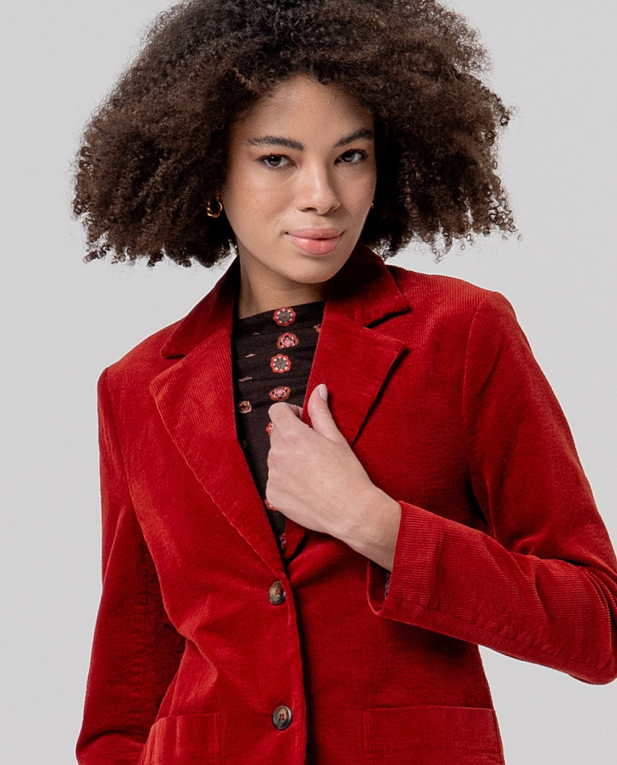 Surkana blazer in velluto a coste rosso inglese
