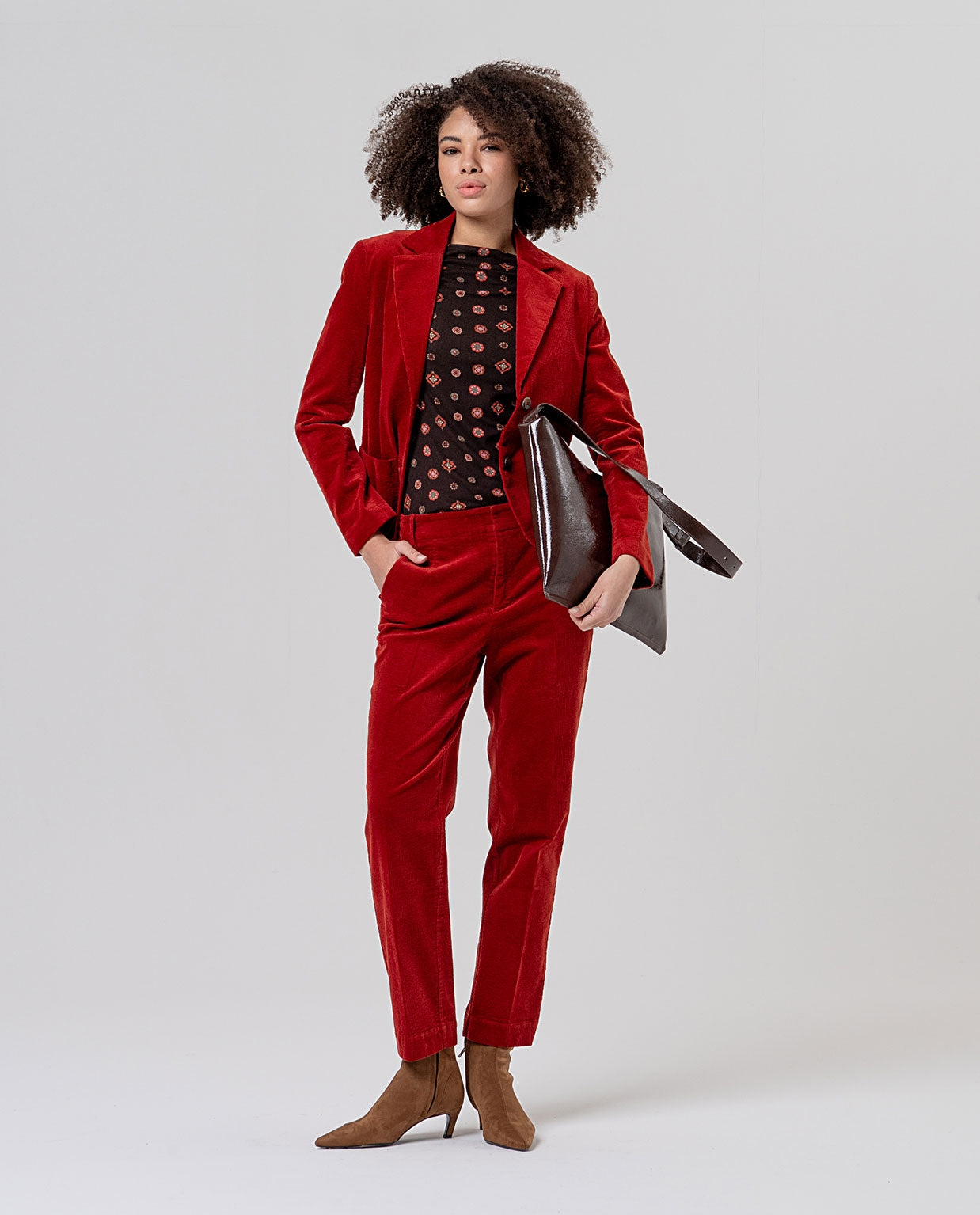 Surkana blazer in velluto a coste rosso inglese