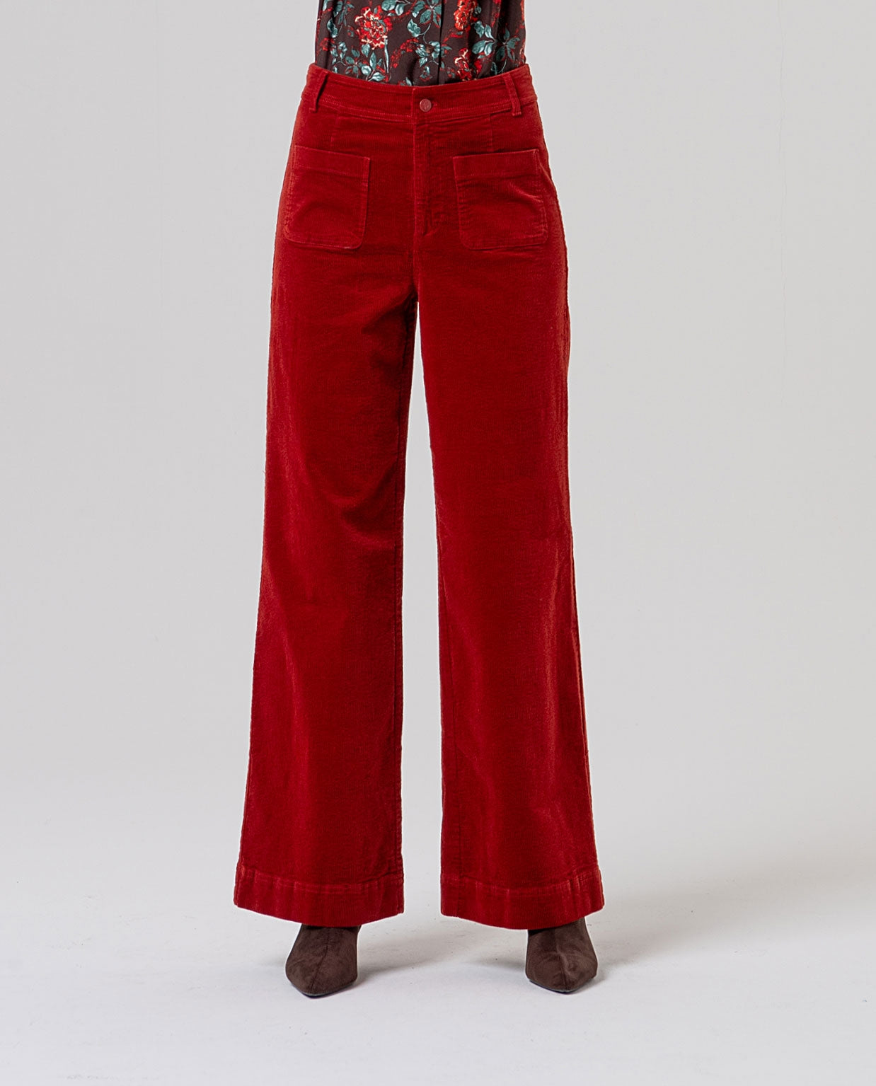 Surkana pantaloni ampi in velluto a coste rosso inglese