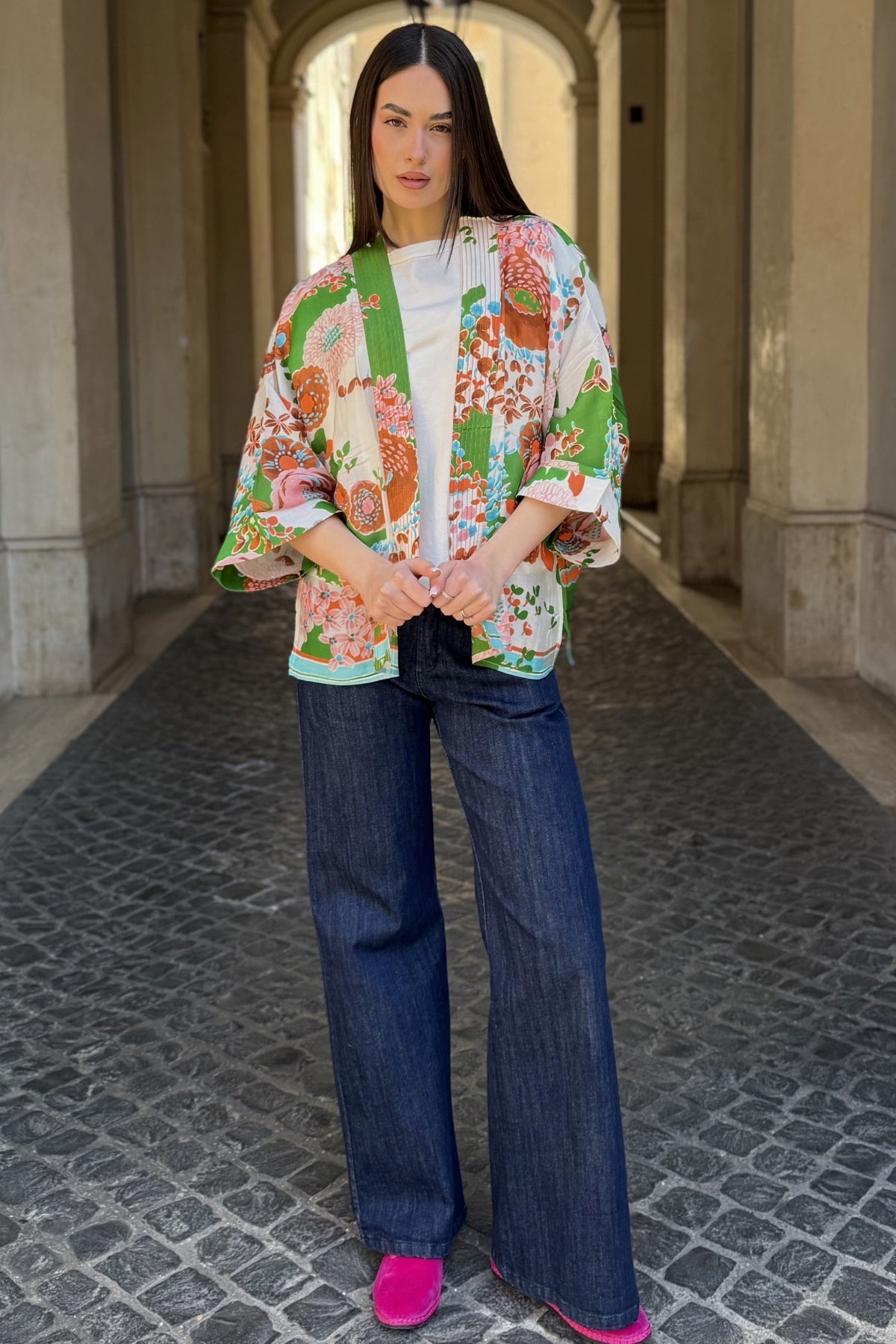 one-hundred-stars-1 - giacca kimono - KITSCH BOUQUET GREEN