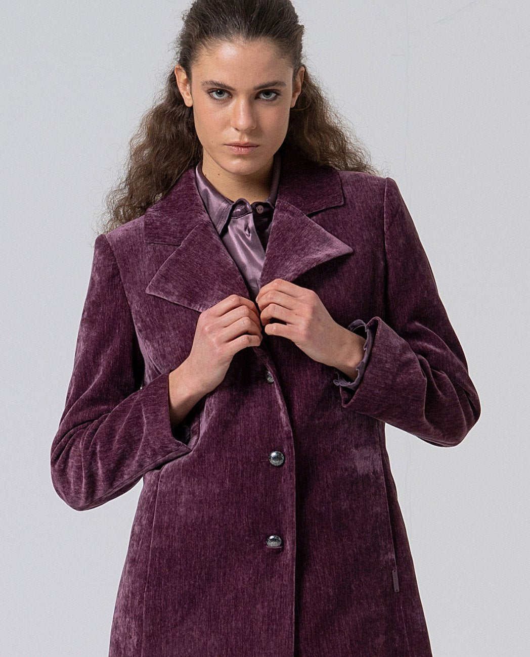 SURKANA - cappotto velluto - MIRTILLO
