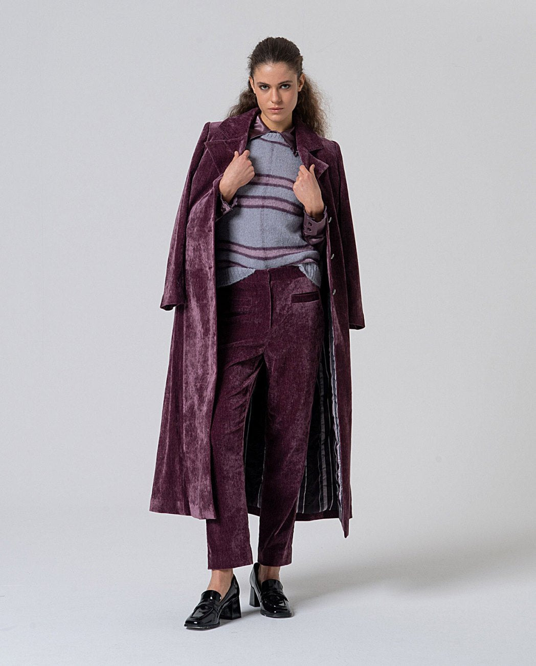 SURKANA - cappotto velluto - MIRTILLO