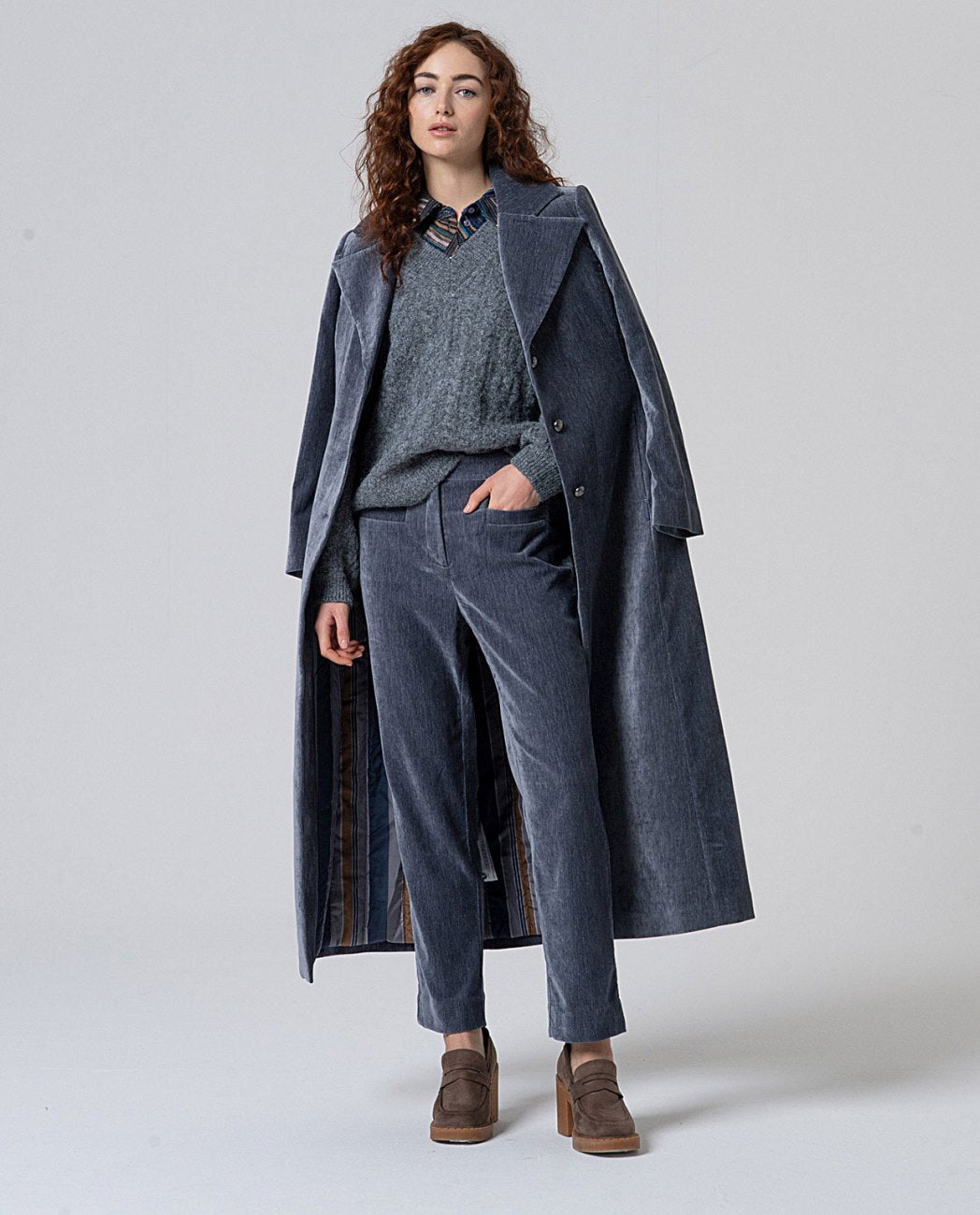 SURKANA - cappotto velluto - GRIGIO