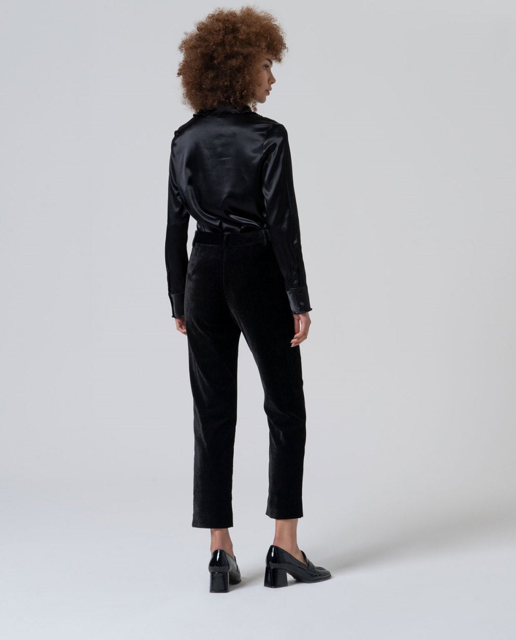SURKANA - pantalone dritto velluto - NERO