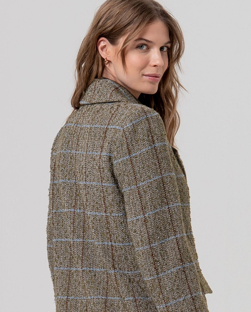 SURKANA - cappotto lungo texture a quadri - KAKI