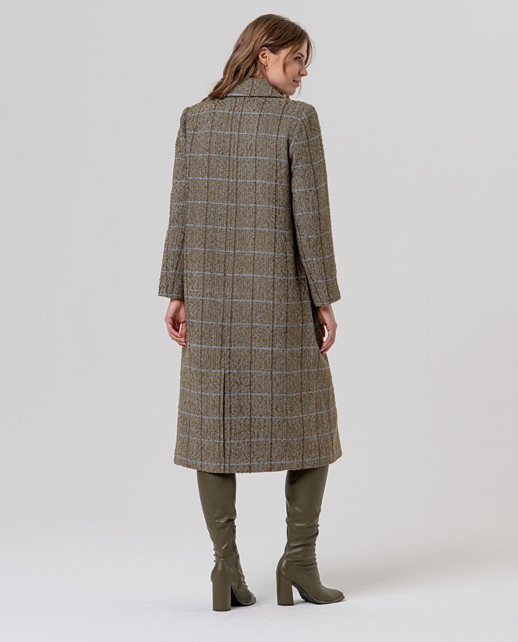 SURKANA - cappotto lungo texture a quadri - KAKI