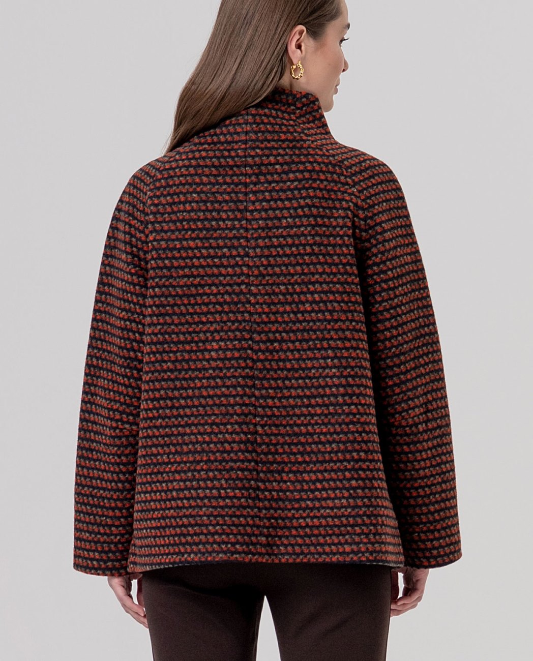 SURKANA - cappotto corto texture pied-de-poule bicolore - ROSSO INGLESE
