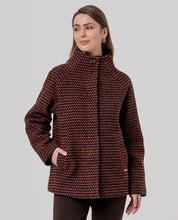 SURKANA - cappotto corto texture pied-de-poule bicolore - ROSSO INGLESE