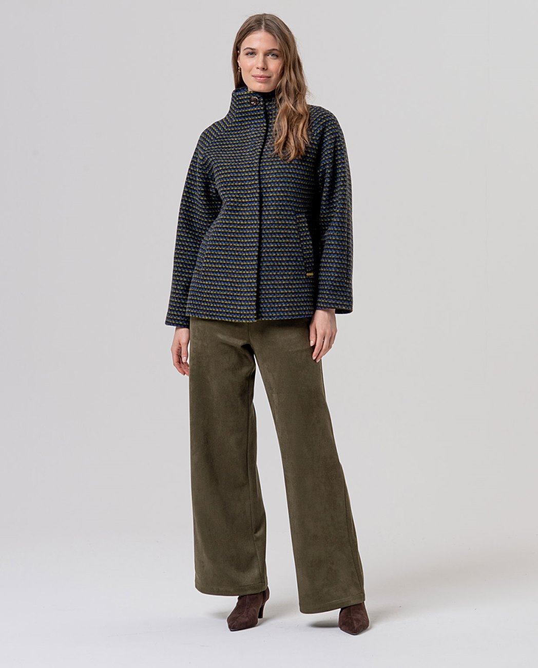 SURKANA - cappotto corto texture pied-de-poule bicolore - VERDE